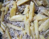 じゃがいもとひき肉のｵｲｽﾀｰﾏﾖ炒め作り方4写真