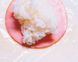 簡単キャラ弁☆カービィのハムおにぎり☆作り方2写真