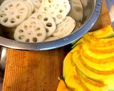レンコンとカボチャの照り焼き作り方1写真