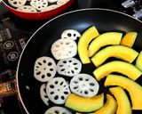 レンコンとカボチャの照り焼き作り方2写真