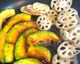 レンコンとカボチャの照り焼き作り方4写真
