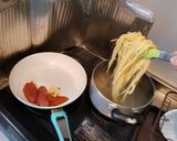 和風明太子パスタ。大葉のせ作り方6写真