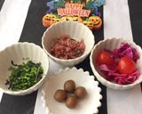明太茶漬け もなかの皮に薬味入り　朝食作り方4写真