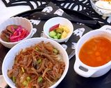 牛肉入りきんぴら丼 ミネストローネ朝食作り方2写真