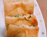 納豆小松菜卵チーズの油揚げ包み焼き作り方3写真