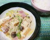 白菜厚揚げベーコンしめじのミルク煮作り方4写真