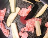 一人暮らしの茄子豚バラ麺つゆバターパスタ作り方2写真