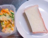 朝食に！彩り野菜のポテトサラダ トースト作り方1写真