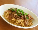 牛こま切れ肉とごぼうのトマト味噌パスタ作り方5写真