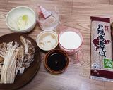 香味きのこのポタージュつけ汁と焼き蕎麦作り方1写真