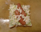 朝食昼食　キャベツとウインナーのトースト作り方4写真