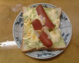 朝食昼食　キャベツとウインナーのトースト作り方5写真