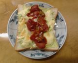 朝食昼食　キャベツとウインナーのトースト作り方6写真