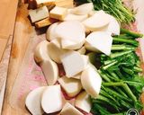 かぶと豆苗、豚肉、厚揚げのオイマヨ炒め☆作り方1写真