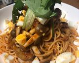 キノコとツナのトマトパスタ。作り方7写真