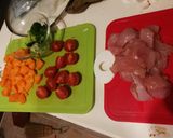 彩野菜と鶏むね肉の塩だれ炒め作り方1写真