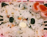 今日のキャラ弁11/9(キティ&タヌキ)作り方1写真