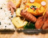 今日のキャラ弁11/9(キティ&タヌキ)作り方3写真