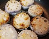 簡単！レンコンの鶏挽肉挟み照り焼き作り方4写真
