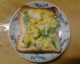 朝食昼食　青梗菜コーンヨーグルトトースト作り方4写真