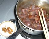 鶏レバーの赤ワイン煮～バルサミコ風味～作り方3写真