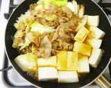 すき焼きの味！豚ばら豆腐白菜白葱で肉豆腐作り方9写真