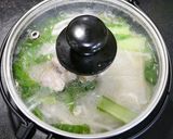 ひとり鍋！鶏もやしのチーズ鍋☆生姜風味作り方3写真