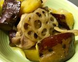 薩摩芋と蓮根鶏肉の煮物 簡単レシピ作り方7写真