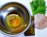 ハム・大葉・のり☆なんでもくるくる卵焼き作り方1写真