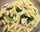 鮭とほうれん草のオイルペンネ〜無添加作り方4写真