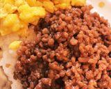 簡単☆混ぜるだけ♬ひき肉と卵焼のそぼろ丼作り方9写真