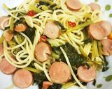 大根の葉とウインナーのペペロンチーノ作り方6写真