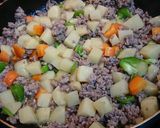 挽き肉と彩り野菜のデミ炒めがけライス作り方4写真