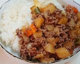 挽き肉と彩り野菜のデミ炒めがけライス作り方7写真