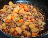 挽き肉と彩り野菜のデミ炒めがけライス作り方6写真