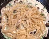 生ハムとしめじと大根葉のクリームパスタ作り方2写真