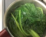 小松菜と茹で卵のひよこ豆みそ和え☆作り方1写真