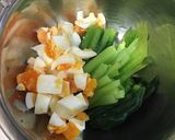 小松菜と茹で卵のひよこ豆みそ和え☆作り方2写真