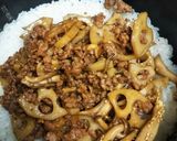 れんこんとひき肉の甘辛混ぜご飯作り方6写真