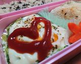 お弁当☆レンジ／巣ごもり卵レタスver.作り方5写真