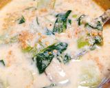 坦々風☆チンゲン菜の豆乳スープ作り方7写真
