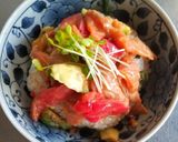 お刺身サーモンとアボカドの丼作り方7写真