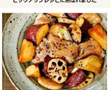 さつま芋と蓮根と鶏肉の照り焼きバタぽん作り方8写真