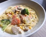 シチューリメイク☆クリームスープパスタ作り方3写真