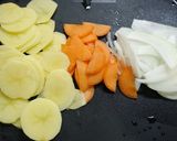 簡単！薄切り野菜のソース炒め作り方1写真