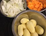 肉じゃが めんつゆ 圧力鍋 牛丼も同時に作り方1写真