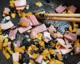 霜降りシメジと柿の実のスクランブルエッグ作り方6写真