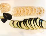 揚げずに簡単!蓮根と茄子のひき肉挟み揚げ作り方1写真