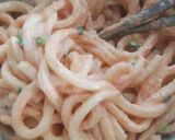 塩昆布が決め手！明太マヨレモン釜玉うどん作り方4写真