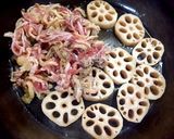 親鳥と蓮根のにんにく醤油炒め作り方2写真